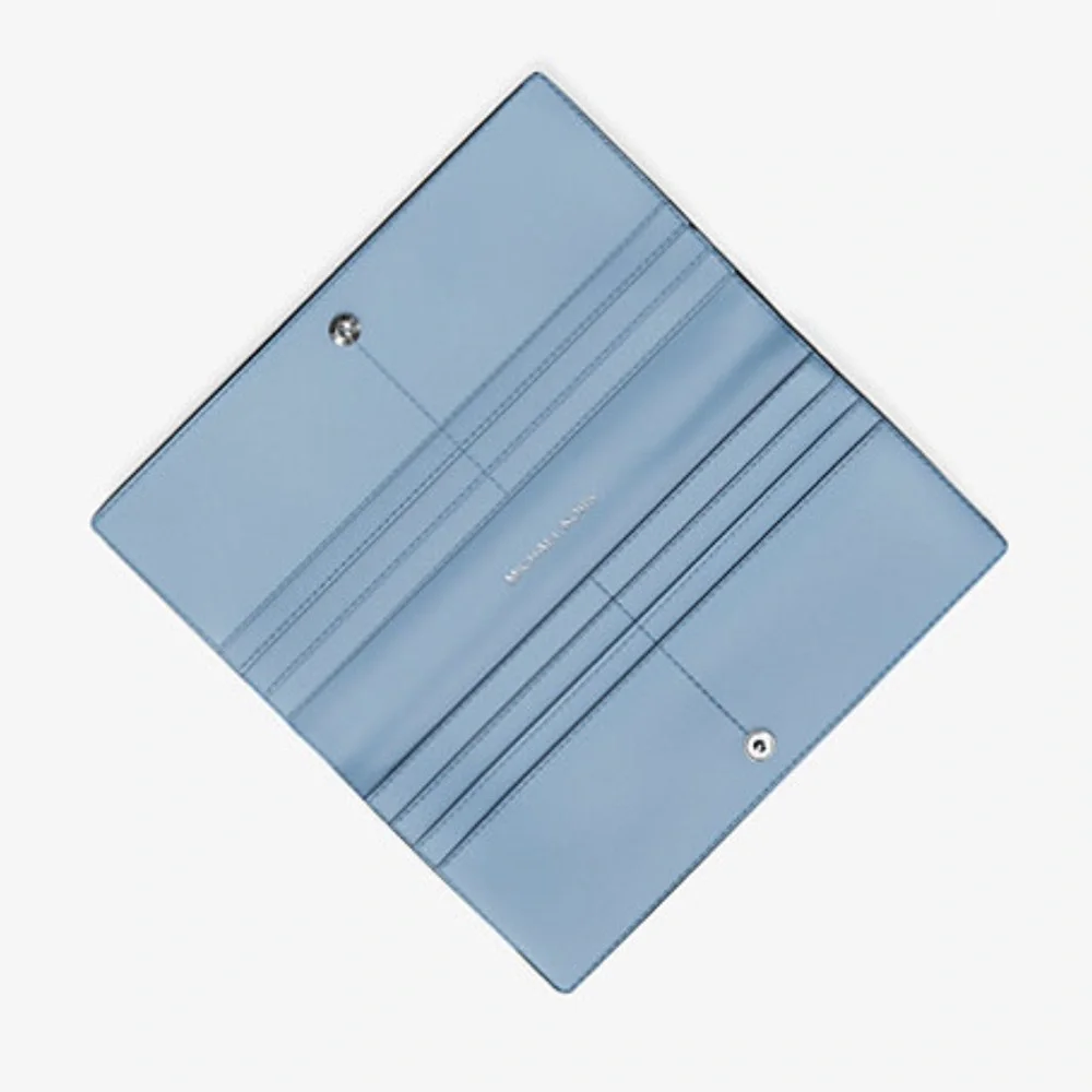 MICHAEL KORS Carson Large Signature Logo Bifold Wallet Light Sky NWT